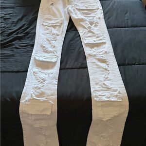 Men's Distressed White Pants
